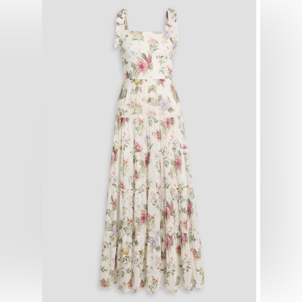 🆕 ALICE + OLIVIA Monnie tiered floral-print cotton-voile maxi dress